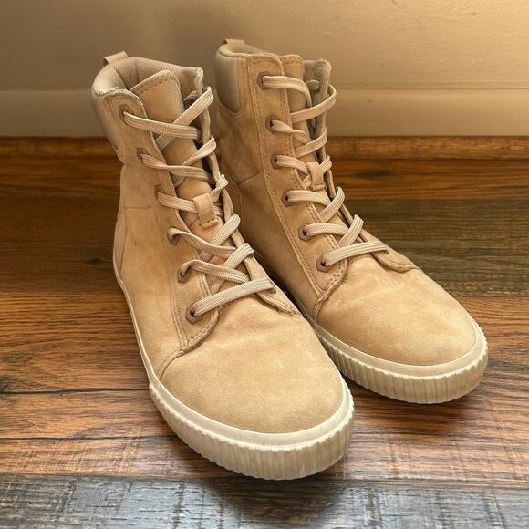 Timberland ReBOTL Women’s High Top Sneaker Boots A2EUQ Beige Size 8 Suede Casual - Picture 1 of 9